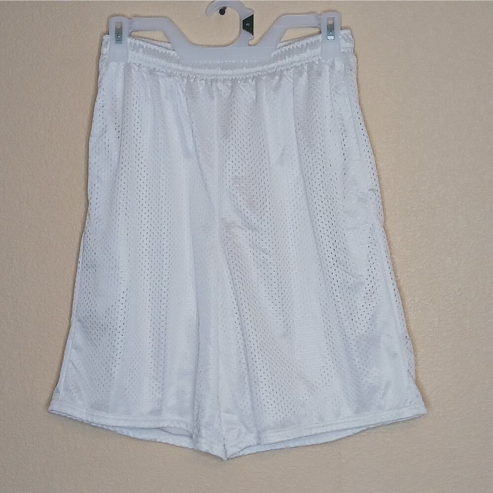 Hibbett‎ Sports Shorts Mens S White Mesh Lined Elastic Waist Drawstring Pockets
